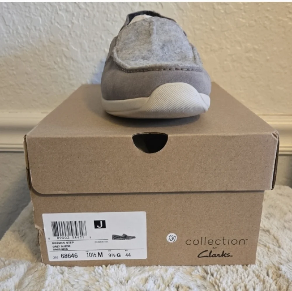 Clarks Men Step Gray Suede Slip-On Shoes Size 10.5